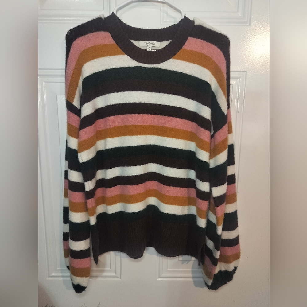 Madewell Striped Sweater in Pink, Green, and Brown - Picture 10 of 10